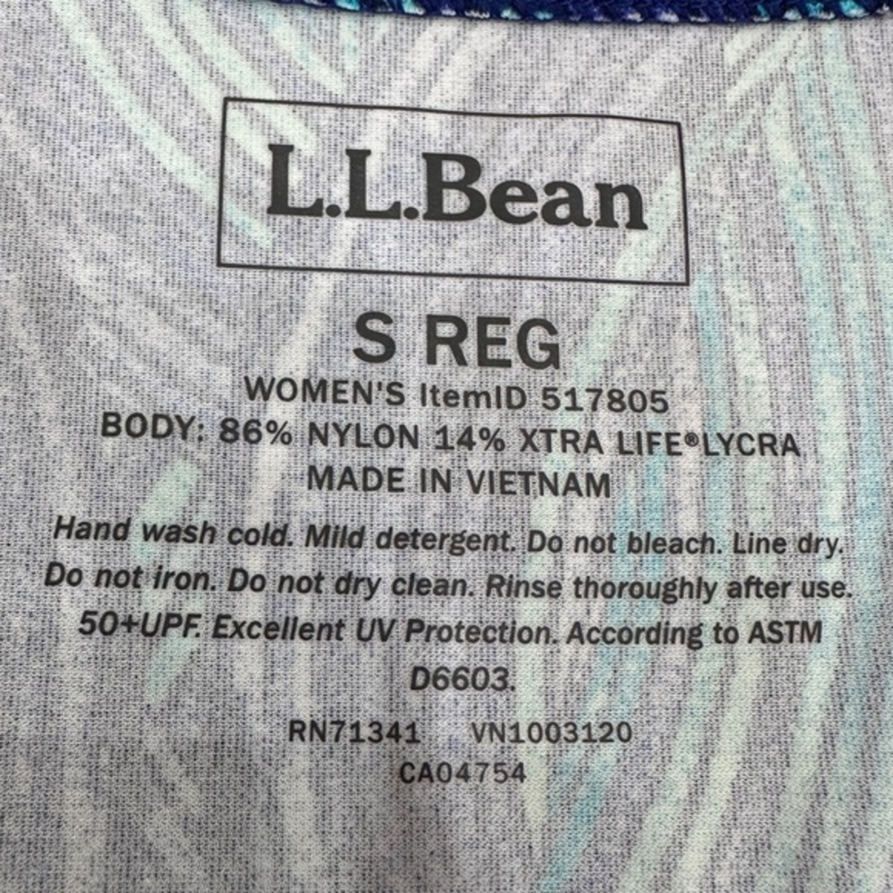L.L.Bean Women’s Swim Dress S Blue Teal Wave Print UPF 50+ Stretchy - Picture 7 of 7